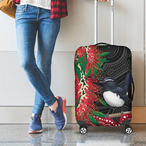 Willie wagtail Australia Luggage Cover Aussie Bottlebrushes Aboriginal Art - Aussie Hoodie