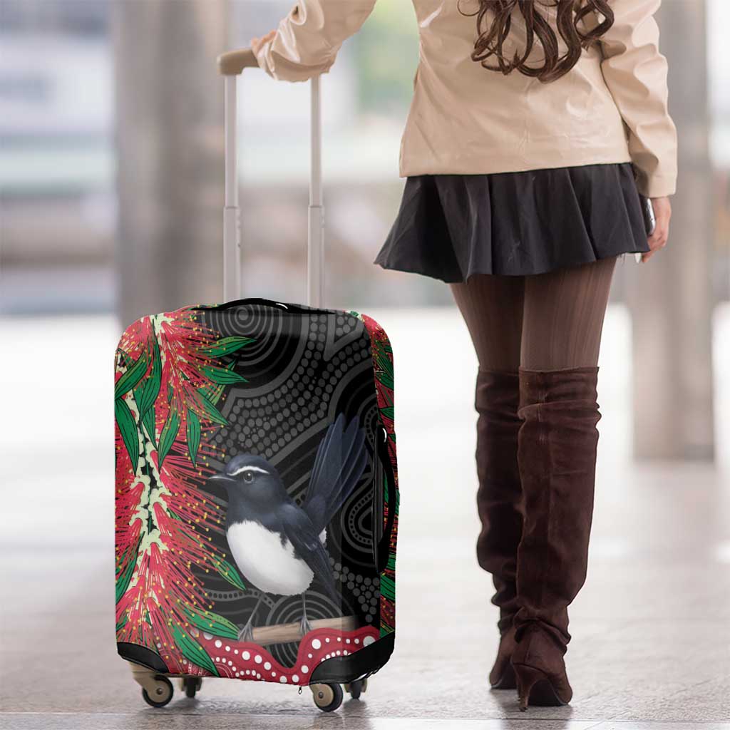 Willie wagtail Australia Luggage Cover Aussie Bottlebrushes Aboriginal Art - Aussie Hoodie