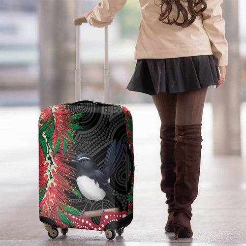 Willie wagtail Australia Luggage Cover Aussie Bottlebrushes Aboriginal Art - Aussie Hoodie