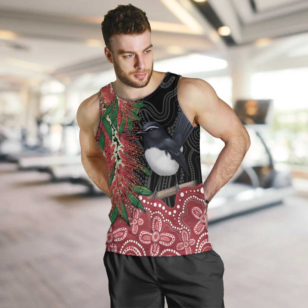Willie wagtail Australia Men Tank Top Aussie Bottlebrushes Aboriginal Art - Aussie Hoodie