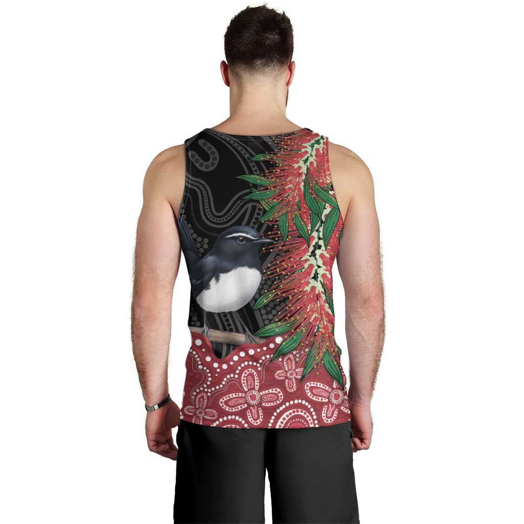 Willie wagtail Australia Men Tank Top Aussie Bottlebrushes Aboriginal Art - Aussie Hoodie