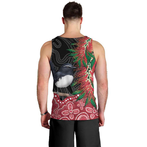 Willie wagtail Australia Men Tank Top Aussie Bottlebrushes Aboriginal Art - Aussie Hoodie