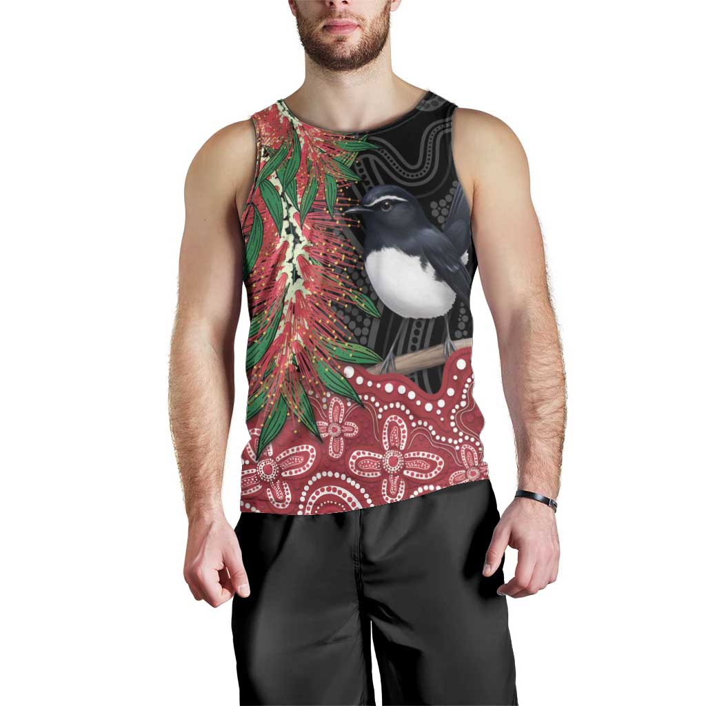 Willie wagtail Australia Men Tank Top Aussie Bottlebrushes Aboriginal Art - Aussie Hoodie