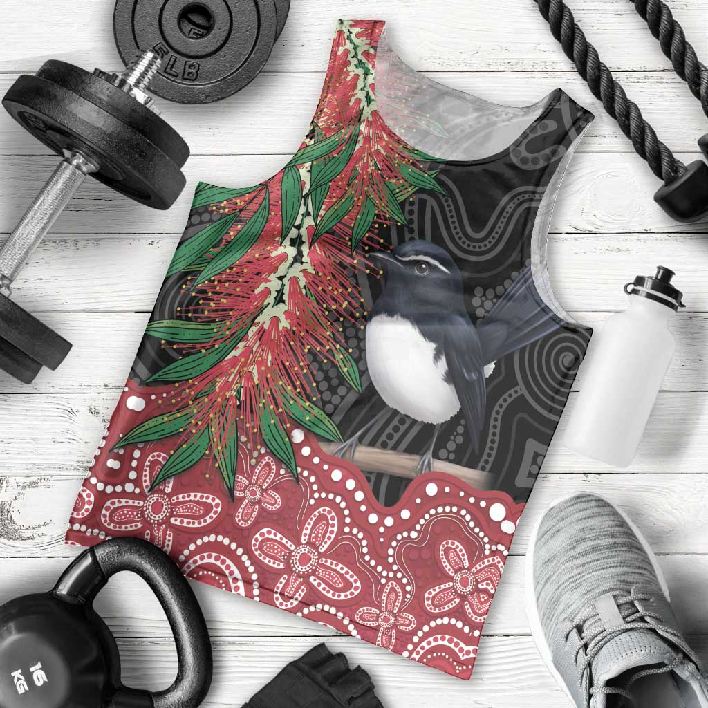 Willie wagtail Australia Men Tank Top Aussie Bottlebrushes Aboriginal Art - Aussie Hoodie
