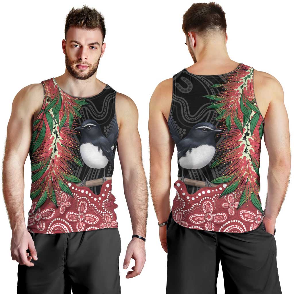 Willie wagtail Australia Men Tank Top Aussie Bottlebrushes Aboriginal Art - Aussie Hoodie