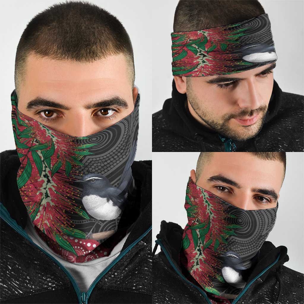 Willie wagtail Australia Neck Gaiter Aussie Bottlebrushes Aboriginal Art - Aussie Hoodie