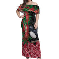 Willie wagtail Australia Off Shoulder Maxi Dress Aussie Bottlebrushes Aboriginal Art - Aussie Hoodie
