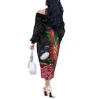 Willie wagtail Australia Off The Shoulder Long Sleeve Dress Aussie Bottlebrushes Aboriginal Art - Aussie Hoodie