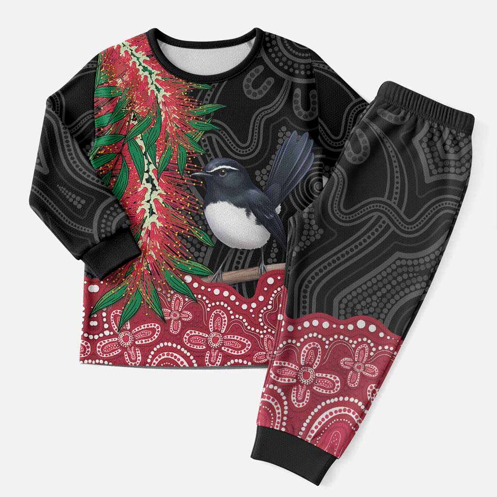 Willie wagtail Australia Christmas Pajama Set Aussie Bottlebrushes Aboriginal Art - Aussie Hoodie