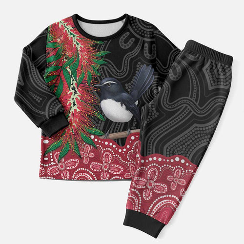 Willie wagtail Australia Christmas Pajama Set Aussie Bottlebrushes Aboriginal Art - Aussie Hoodie