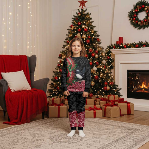 Willie wagtail Australia Christmas Pajama Set Aussie Bottlebrushes Aboriginal Art - Aussie Hoodie