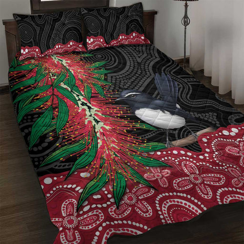Willie wagtail Australia Quilt Bed Set Aussie Bottlebrushes Aboriginal Art - Aussie Hoodie