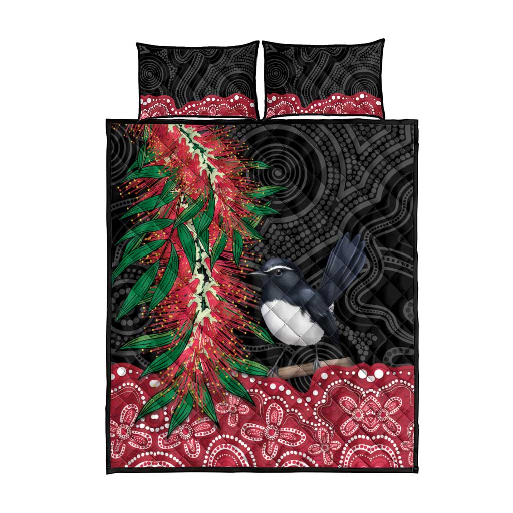 Willie wagtail Australia Quilt Bed Set Aussie Bottlebrushes Aboriginal Art - Aussie Hoodie