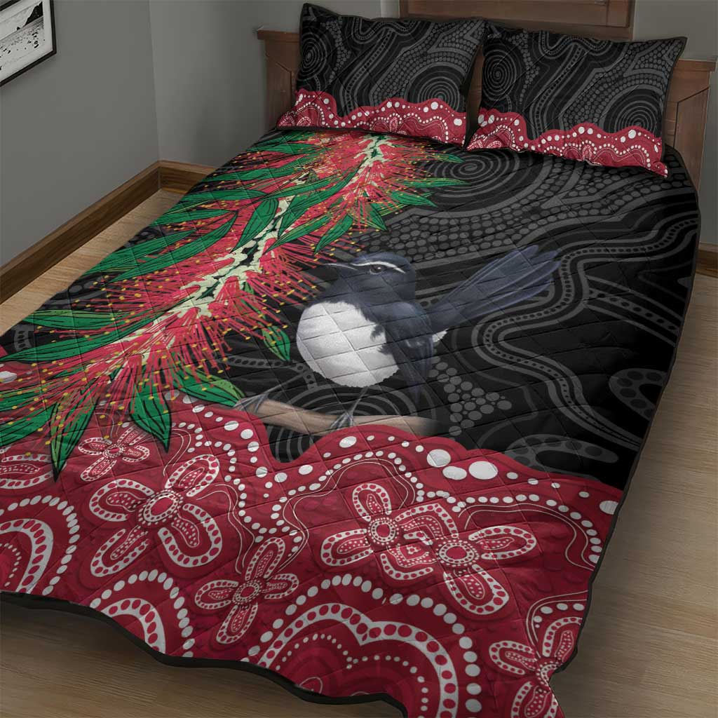 Willie wagtail Australia Quilt Bed Set Aussie Bottlebrushes Aboriginal Art - Aussie Hoodie