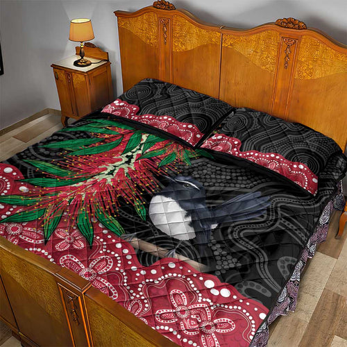 Willie wagtail Australia Quilt Bed Set Aussie Bottlebrushes Aboriginal Art - Aussie Hoodie