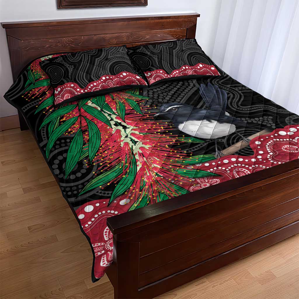 Willie wagtail Australia Quilt Bed Set Aussie Bottlebrushes Aboriginal Art - Aussie Hoodie