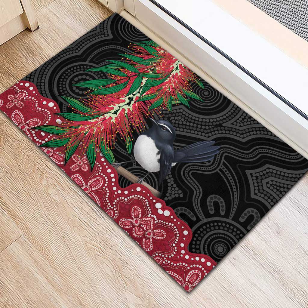 Willie wagtail Australia Rubber Doormat Aussie Bottlebrushes Aboriginal Art - Aussie Hoodie