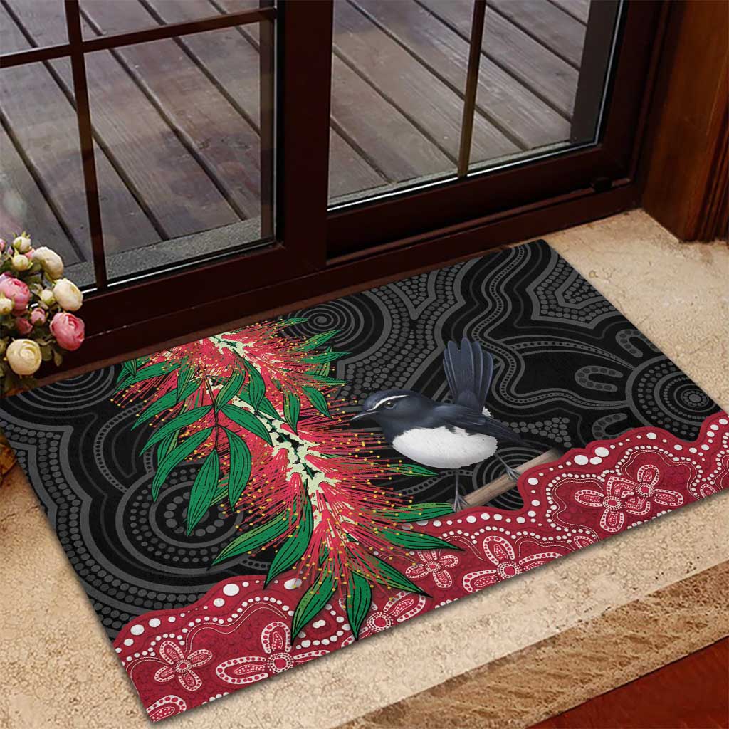 Willie wagtail Australia Rubber Doormat Aussie Bottlebrushes Aboriginal Art - Aussie Hoodie