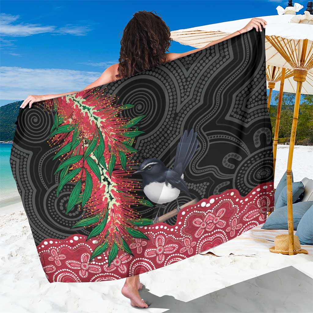 Willie wagtail Australia Sarong Aussie Bottlebrushes Aboriginal Art - Aussie Hoodie