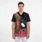 Willie wagtail Australia Scrub Top Aussie Bottlebrushes Aboriginal Art - Aussie Hoodie