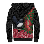 Willie wagtail Australia Sherpa Hoodie Aussie Bottlebrushes Aboriginal Art - Aussie Hoodie
