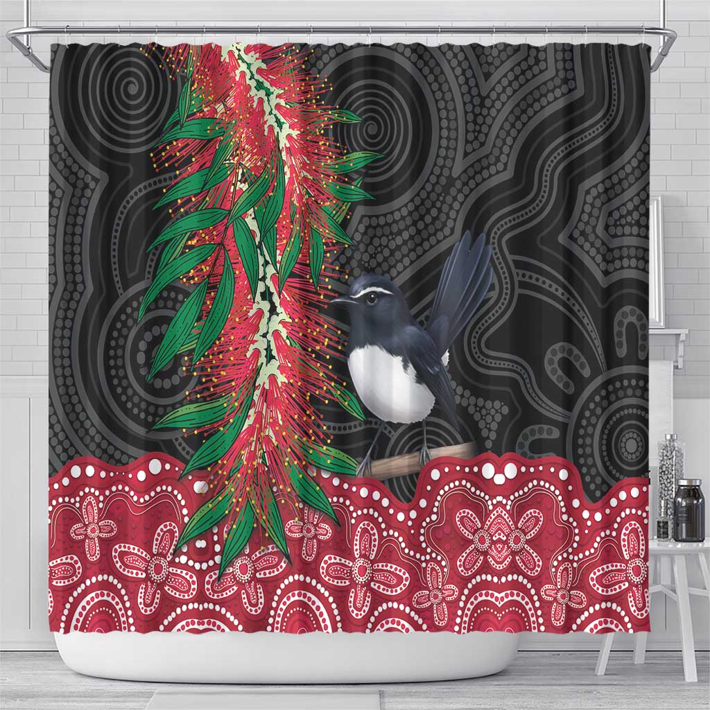 Willie wagtail Australia Shower Curtain Aussie Bottlebrushes Aboriginal Art - Aussie Hoodie