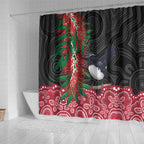 Willie wagtail Australia Shower Curtain Aussie Bottlebrushes Aboriginal Art - Aussie Hoodie