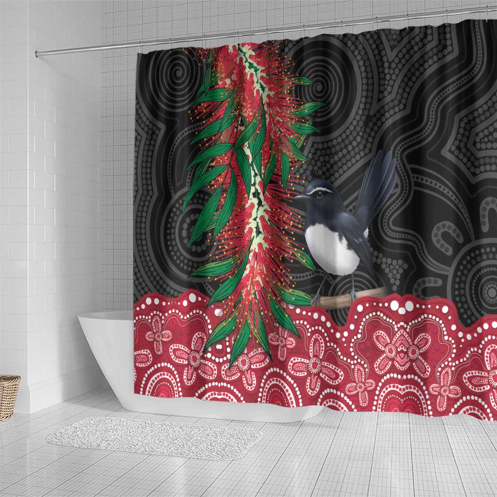 Willie wagtail Australia Shower Curtain Aussie Bottlebrushes Aboriginal Art - Aussie Hoodie