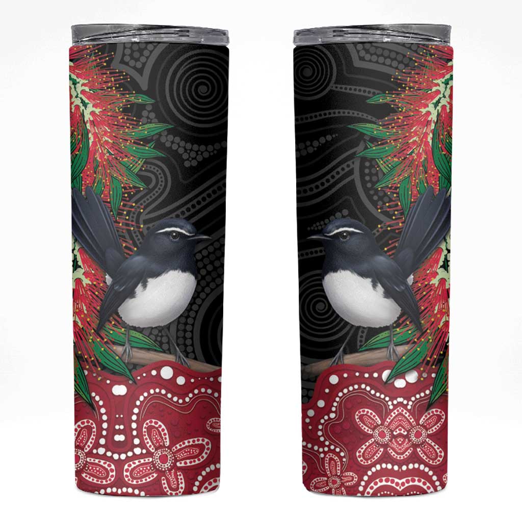 Willie wagtail Australia Skinny Tumbler Aussie Bottlebrushes Aboriginal Art - Aussie Hoodie