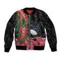 Willie wagtail Australia Sleeve Zip Bomber Jacket Aussie Bottlebrushes Aboriginal Art - Aussie Hoodie
