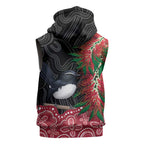 Willie wagtail Australia Sleeveless Hoodie Aussie Bottlebrushes Aboriginal Art - Aussie Hoodie