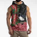 Willie wagtail Australia Sleeveless Hoodie Aussie Bottlebrushes Aboriginal Art - Aussie Hoodie