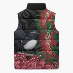 Willie wagtail Australia Sleeveless Puffer Jacket Aussie Bottlebrushes Aboriginal Art - Aussie Hoodie