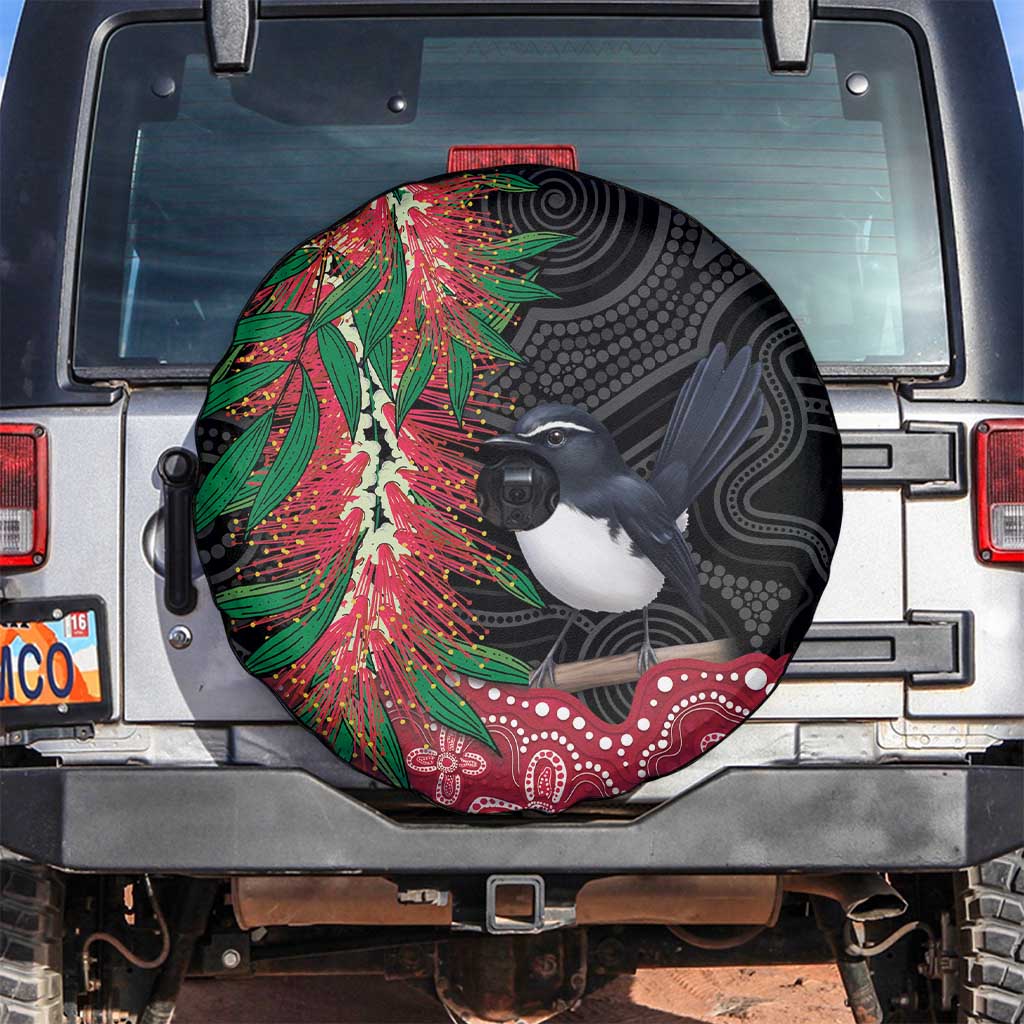 Willie wagtail Australia Spare Tire Cover Aussie Bottlebrushes Aboriginal Art - Aussie Hoodie