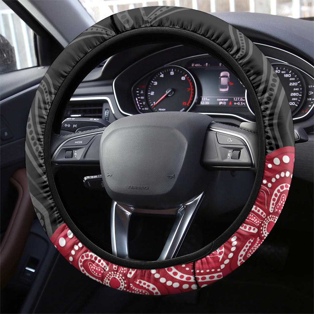 Willie wagtail Australia Steering Wheel Cover Aussie Bottlebrushes Aboriginal Art - Aussie Hoodie
