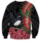 Willie wagtail Australia Sweatshirt Aussie Bottlebrushes Aboriginal Art - Aussie Hoodie