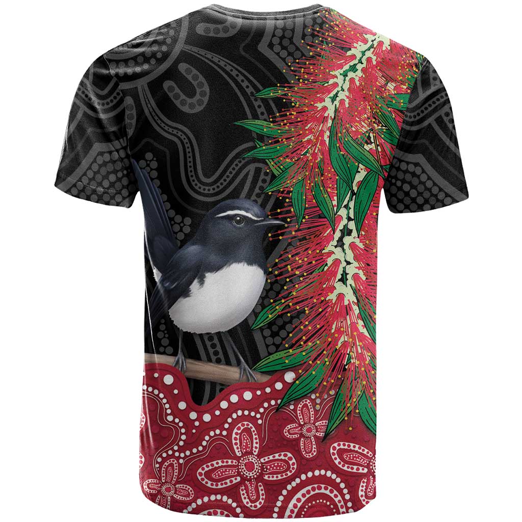 Willie wagtail Australia T Shirt Aussie Bottlebrushes Aboriginal Art - Aussie Hoodie