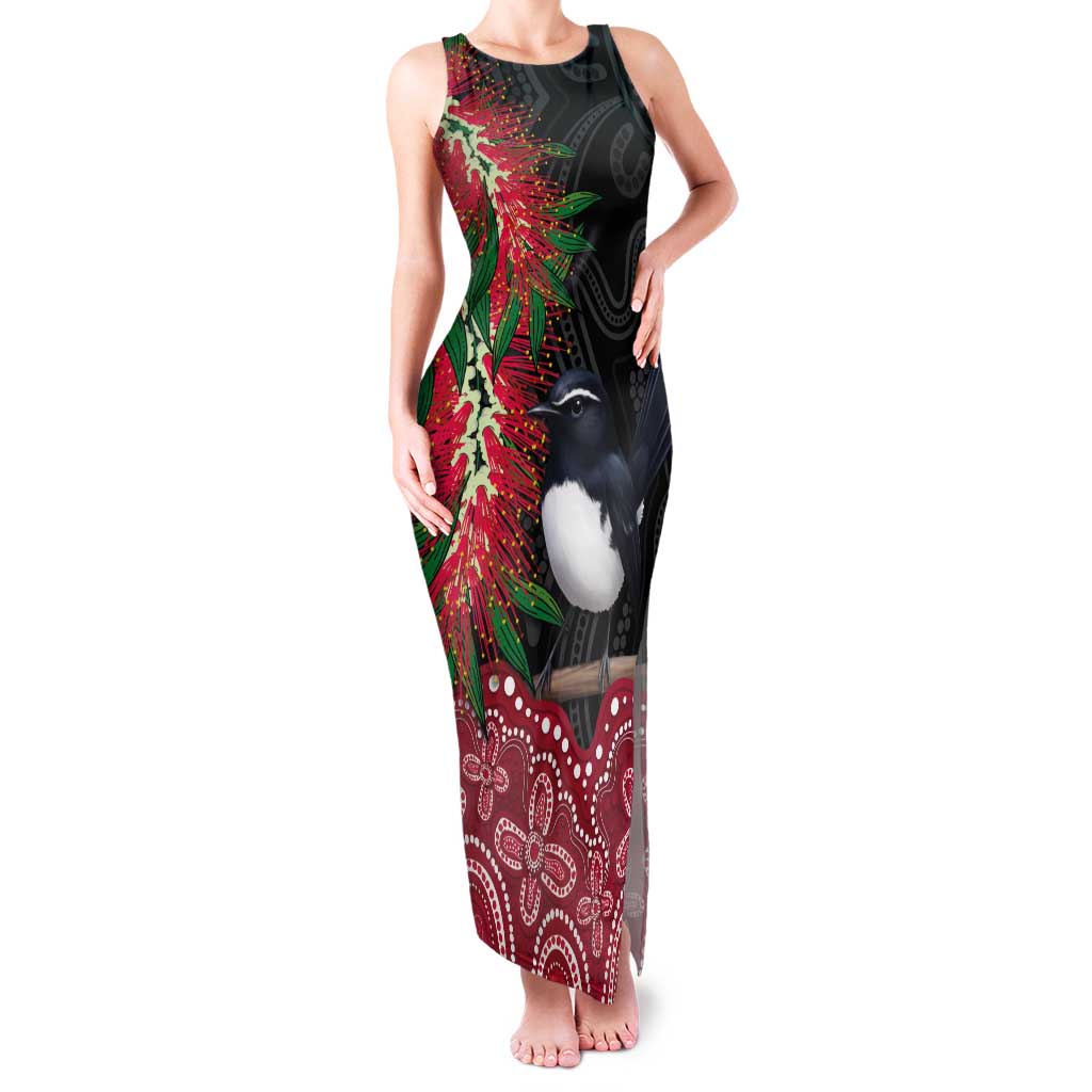 Willie wagtail Australia Tank Maxi Dress Aussie Bottlebrushes Aboriginal Art - Aussie Hoodie