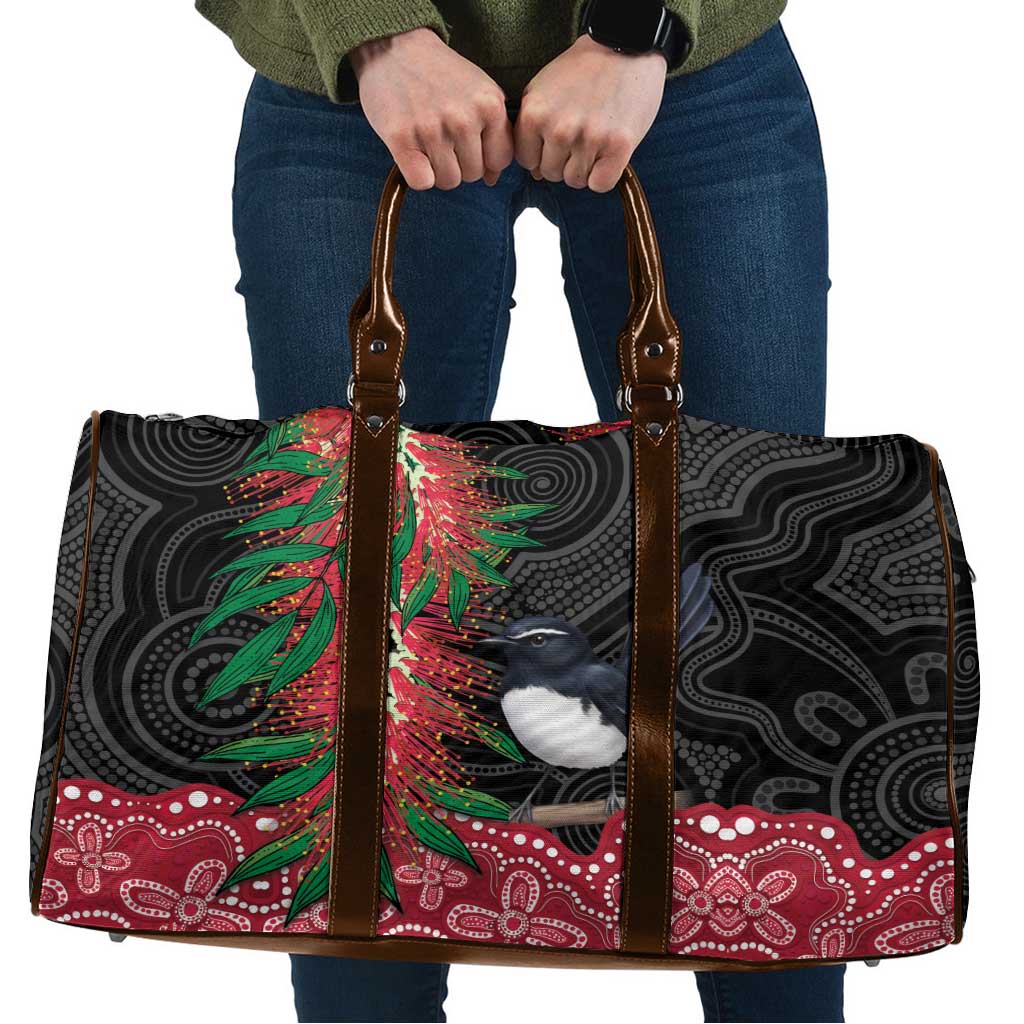 Willie wagtail Australia Travel Bag Aussie Bottlebrushes Aboriginal Art - Aussie Hoodie