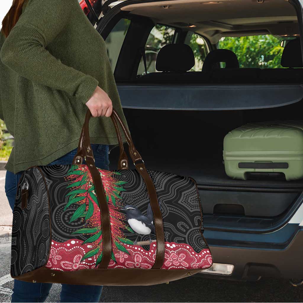 Willie wagtail Australia Travel Bag Aussie Bottlebrushes Aboriginal Art - Aussie Hoodie