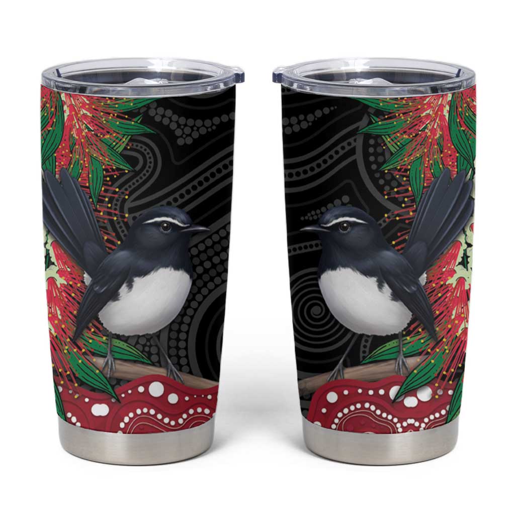 Willie wagtail Australia Tumbler Cup Aussie Bottlebrushes Aboriginal Art - Aussie Hoodie