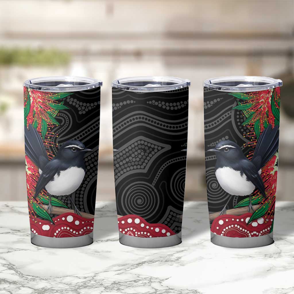 Willie wagtail Australia Tumbler Cup Aussie Bottlebrushes Aboriginal Art - Aussie Hoodie