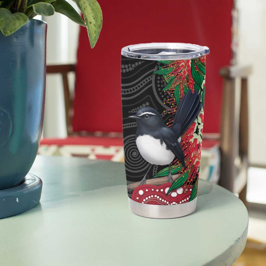 Willie wagtail Australia Tumbler Cup Aussie Bottlebrushes Aboriginal Art - Aussie Hoodie