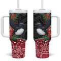 Willie wagtail Australia Tumbler With Handle Aussie Bottlebrushes Aboriginal Art - Aussie Hoodie