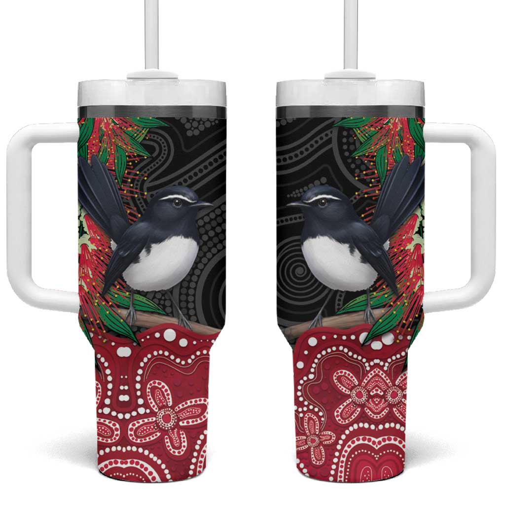 Willie wagtail Australia Tumbler With Handle Aussie Bottlebrushes Aboriginal Art - Aussie Hoodie