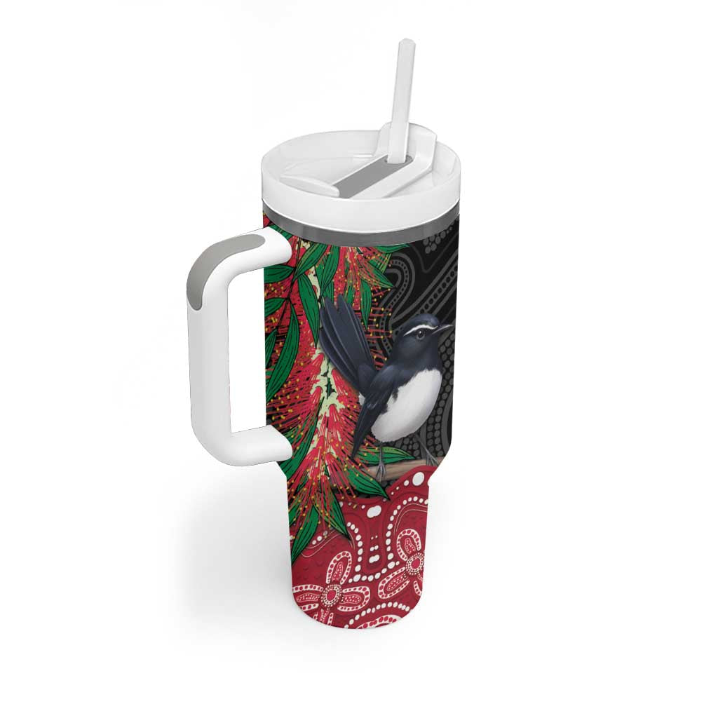 Willie wagtail Australia Tumbler With Handle Aussie Bottlebrushes Aboriginal Art - Aussie Hoodie