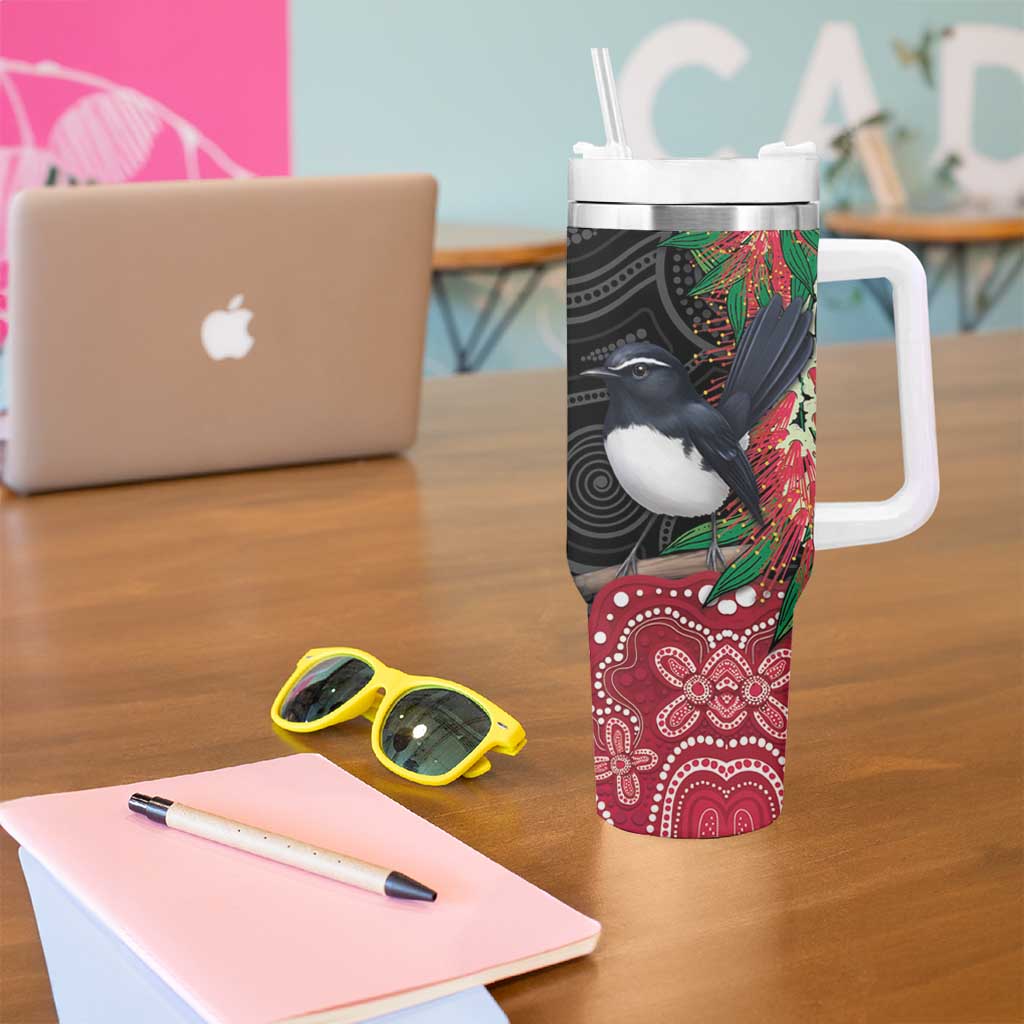 Willie wagtail Australia Tumbler With Handle Aussie Bottlebrushes Aboriginal Art - Aussie Hoodie