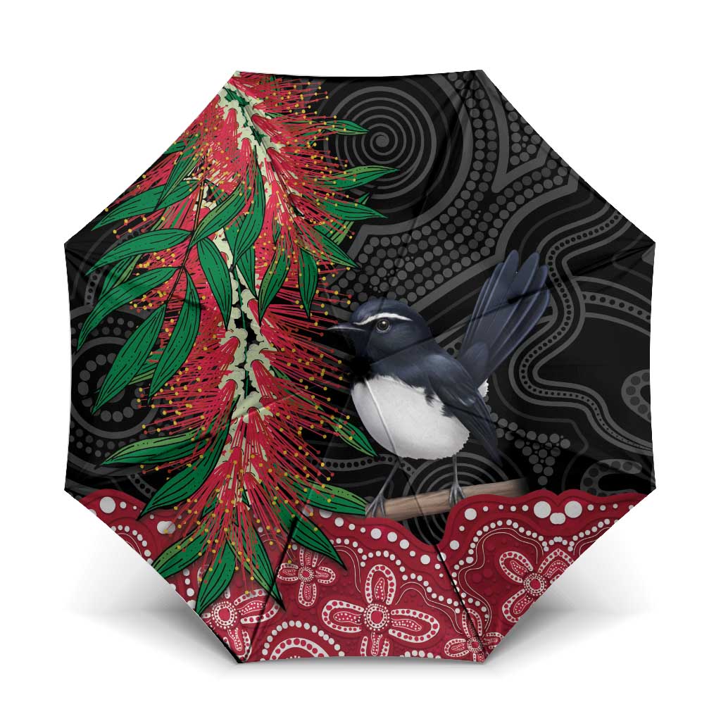 Willie wagtail Australia Umbrella Aussie Bottlebrushes Aboriginal Art - Aussie Hoodie