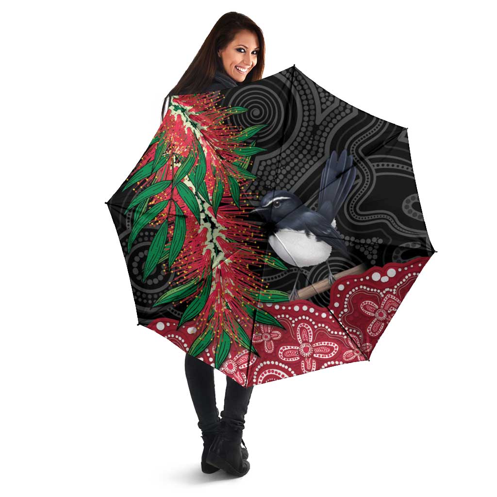 Willie wagtail Australia Umbrella Aussie Bottlebrushes Aboriginal Art - Aussie Hoodie