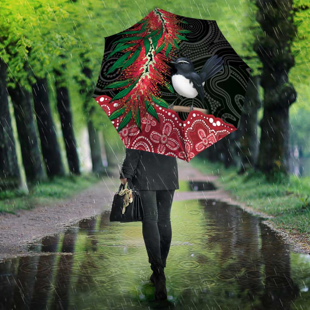Willie wagtail Australia Umbrella Aussie Bottlebrushes Aboriginal Art - Aussie Hoodie